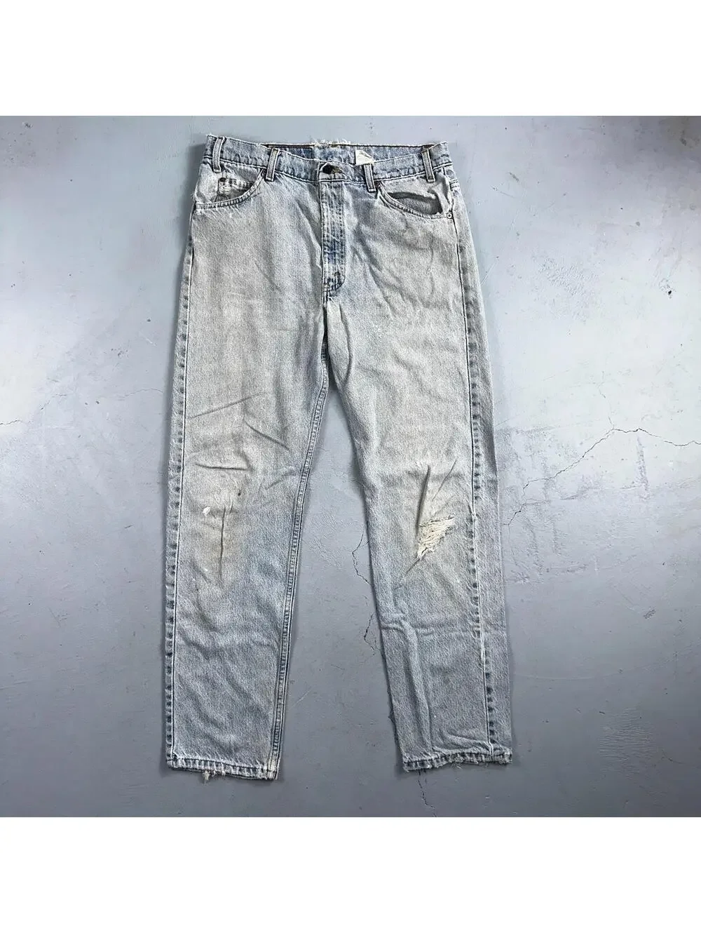 Levis 505 Vintage 90s Orange Tab Jeans 36x32 Thrashed Light Wash 501 Act 33x31